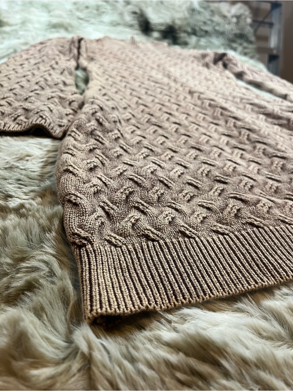 Fashion Nova Cable Knit Dress in Taupe